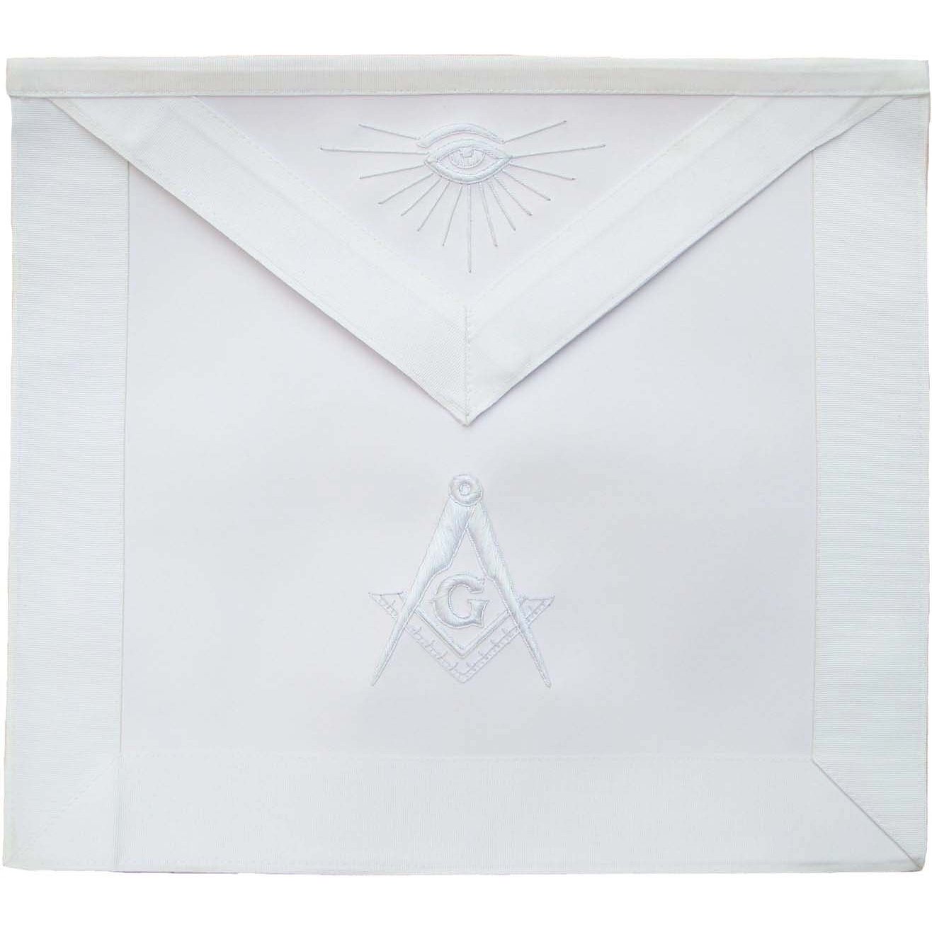 Master Mason Blue Lodge Apron - All White - Bricks Masons