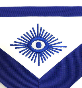 Sentinel Blue Lodge Officer Apron - Royal Blue Wreath Embroidery - Bricks Masons